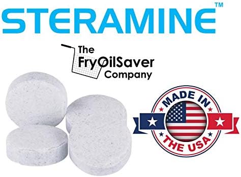 Pack of 6 (900 Tab) Steramine Sanitizing Tablets w/ 30x QT-10 Test Strips by FryOilSaver Co., Steramine Multi Purpose Contact Solution Sanitizer Tablets for Gym, Hotel, Bar, Restaurants & Food Service