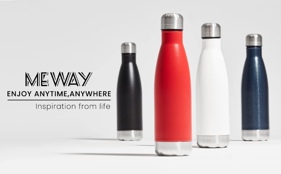 MEWAY 17oz Sport Water Bottle Vacuum Insulated Stainless Steel Leak-Proof Double Wall Cola Shape Water Bottle,Keep Drinks Hot & Cold(Red,1 Pack)