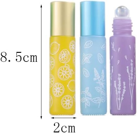 10 Pcs Purple Glass Essential Oil Roller Bottles, 10ml Refillable Roll-on Bottles with Stainless Steel Roller Balls for Essential Oils, Perfume, Lip Gloss, Lip Balms
