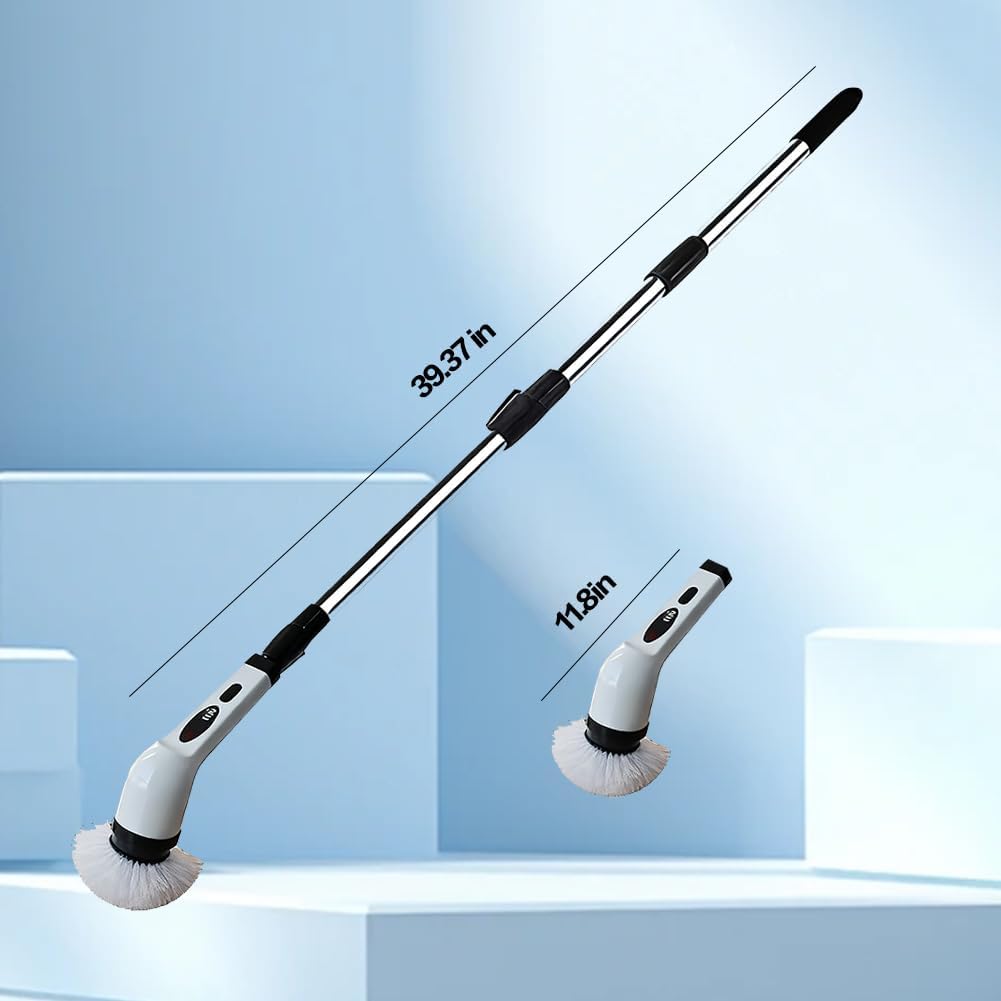 Cordless Electric Spin Scrubber, IPX7 Waterproof Power Scrubber with 9 Replaceable Brush Heads, Rechargeable Bathroom Cleaning Brush for Tile, Grout, Shower, Corners, Crevices