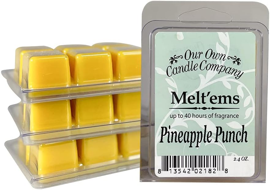 Our Own Candle Company Premium Wax Melt, Pineapple Punch, 6 Cubes, 2.4 oz (4 Pack)