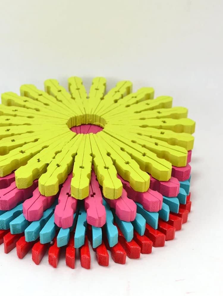 1.9" Yellow Wood Clothes Pins Easter Party Art Display Hanging Kit Place Card Holder Clothespin with Jute Rope Pack 50