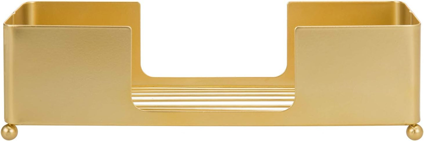 MyGift Gold Paper Towel Holder, Toilet Paper Towel Dispenser for Bathroom, C fold Paper Towel Holder Countertop for Commercial & Home Use, Modern Brass Finish Metal