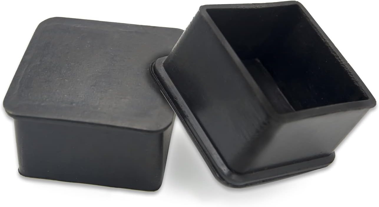 Flyshop Heavy Duty Non-Slip Rubber Leg Tips Floor Protectors Square Chair Leg Caps 50 x 50 mm, 2" x 2", Black, 20PCS