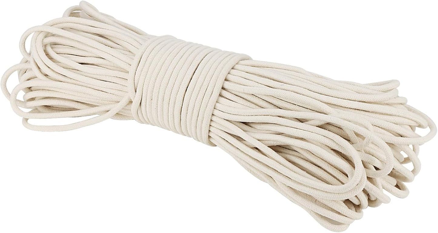 SOUJAP 328 Feet 5/16 Inch Cotton Rope, White Cotton Sash Cord, 8mm Thick Cotton Clothesline Rope for DIY, Decoration, Tie Down
