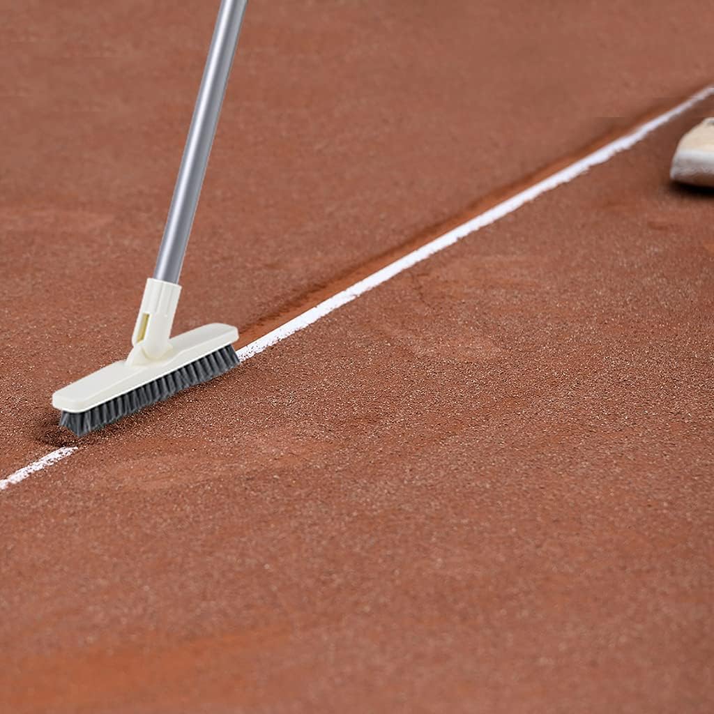 Grout Scrub Brush with Long Handle, Swivel Grout & Corner Cleaning Brush for Tile Floors, Stiff V-Shaped Bristle Grout Cleaner Brush for Grout Line, Deep Grooves, Walk in Shower, Bathroom and Kitchen