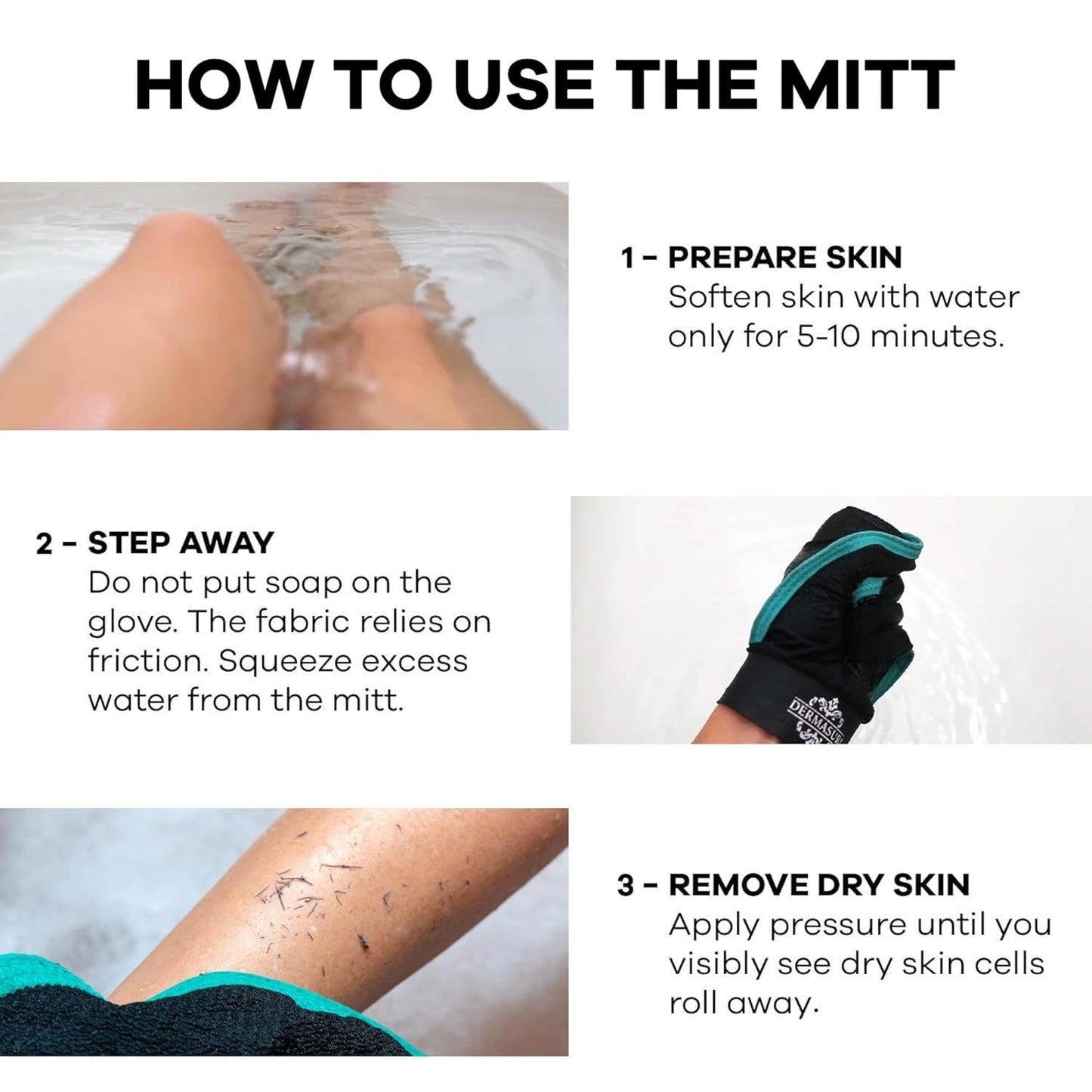 Dermasuri - Deep Exfoliating Glove - Korean Exfoliating Mitt - Body Scrubber for Shower - Buffs Dry & Dead Skin - Keratosis Pilaris Treatment Scrub - Stocking Stuffer Gifts for Women & Men - Teal Mitt