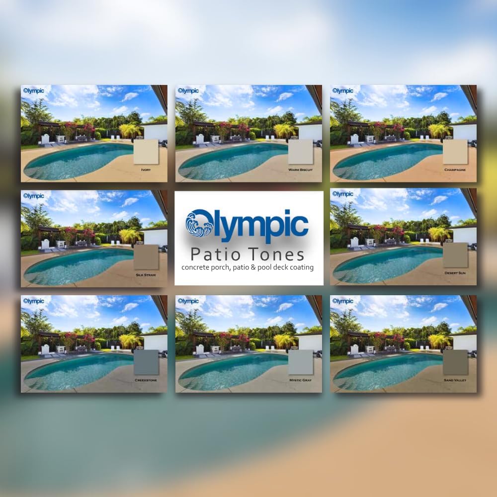 Olympic Patio Tones - Ivory - 1 Gallon - Non-slip acrylic deck and patio coating, concrete restorer.