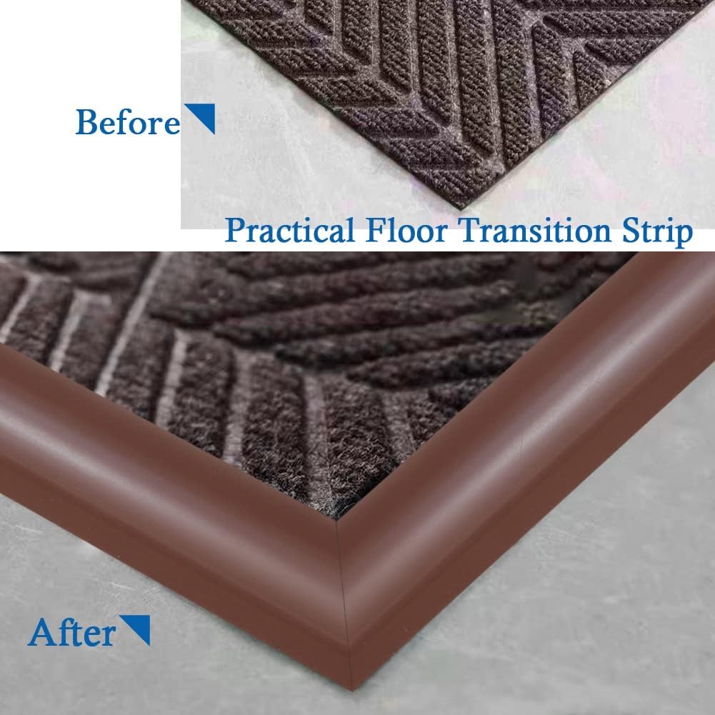Floor Transition Strip Self Adhesive Carpet & Flooring Transitions Edging Trim Strip PVC Threshold Transitions Suitable for Threshold Height Less Than 5mm (3.3Ft, Brown)