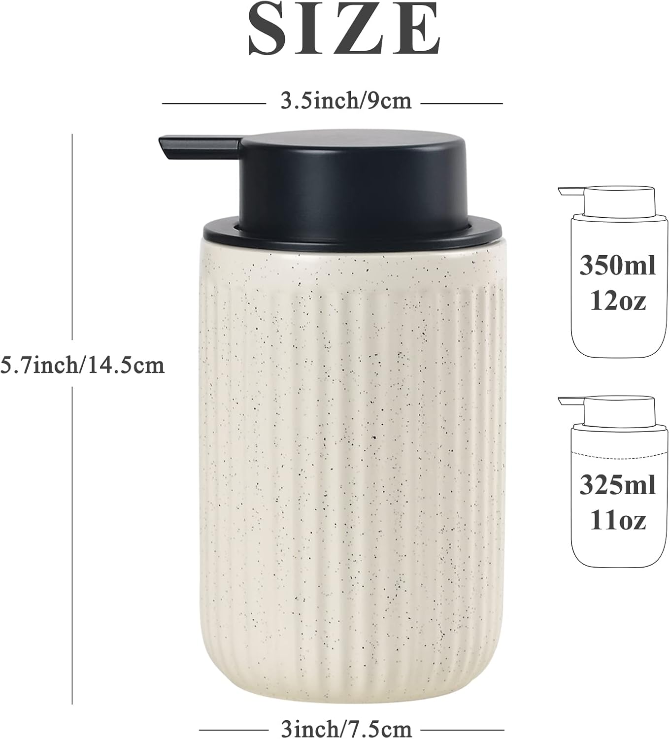 BosilunLife Foam Hand Soap Dispenser - Ceramic Foaming Soap Dispenser for Bathroom 12oz Refillable Liquid Lotion Soap Dispenser with Rust-Proof Foaming Pump for Countertop