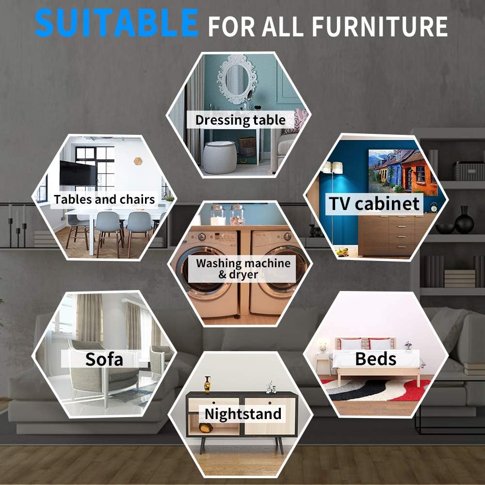 Furniture Sliders Multi-Surface 2-in-1 Reusable Moving Pads for All Floor Types - 4 Pack 5" Carpet Sliders and 4 Hardwood Socks - Protect Floor and Easier to Move Your Furniture