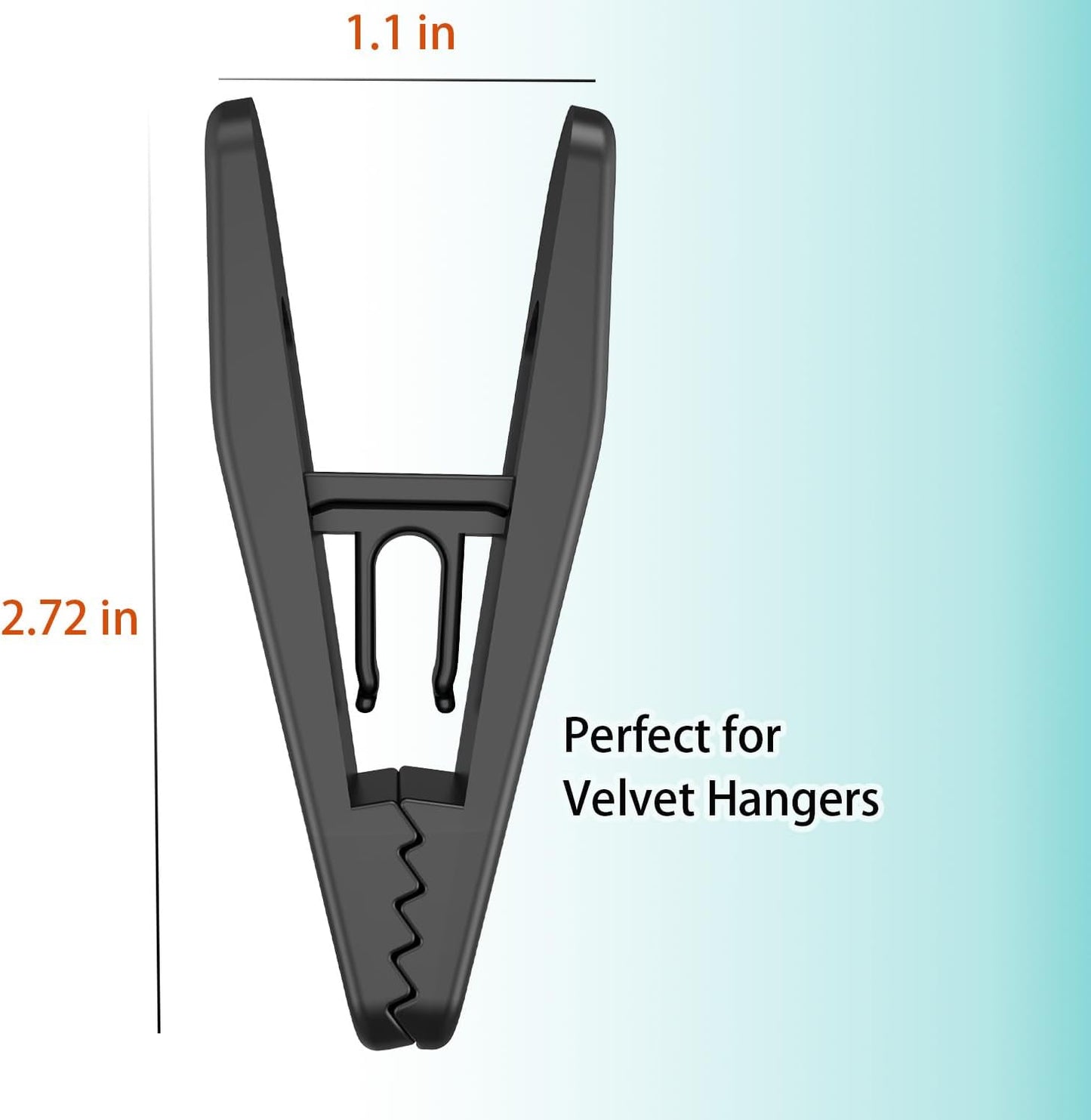 Hanger Clips Perfect for Velvet Hangers (Black, 20 PCS), Non-Slip Plastic Clips Pant Skirt Hanger Clips for Black Flocking Hangers