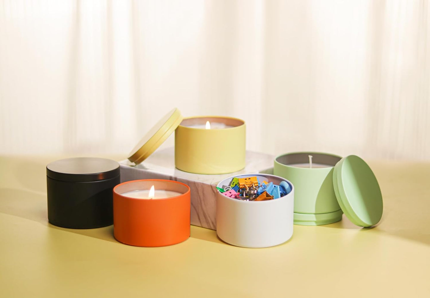 Aroparc Candle Tins 8oz with Lids, 24 Pack Seamless Candle Containers for Candle Making Supplies Empty Candle Jars - Orange