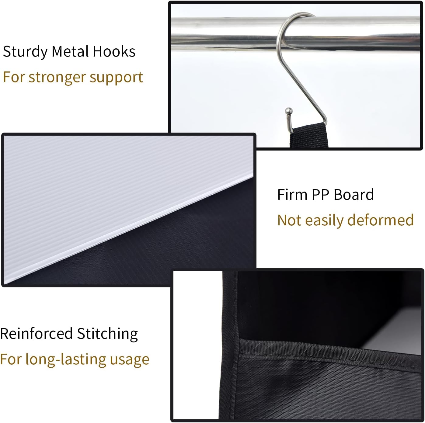 GRANNY SAYS 4-Shelf Hanging Organizer, Closet Hanging Shelves, Closet Hanging Storage Organizers, Organization for Bedroom, Living Room, Baby Nursery, Camper Accessories, Black, 2-Pack