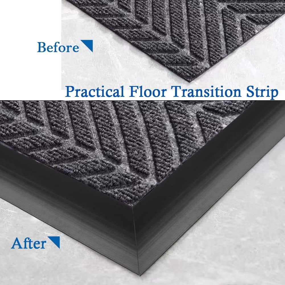 Floor Transition Strip Self Adhesive Carpet & Flooring Transitions Edging Trim Strip PVC Threshold Transitions Suitable for Threshold Height Less Than 5mm (20Ft, Black)