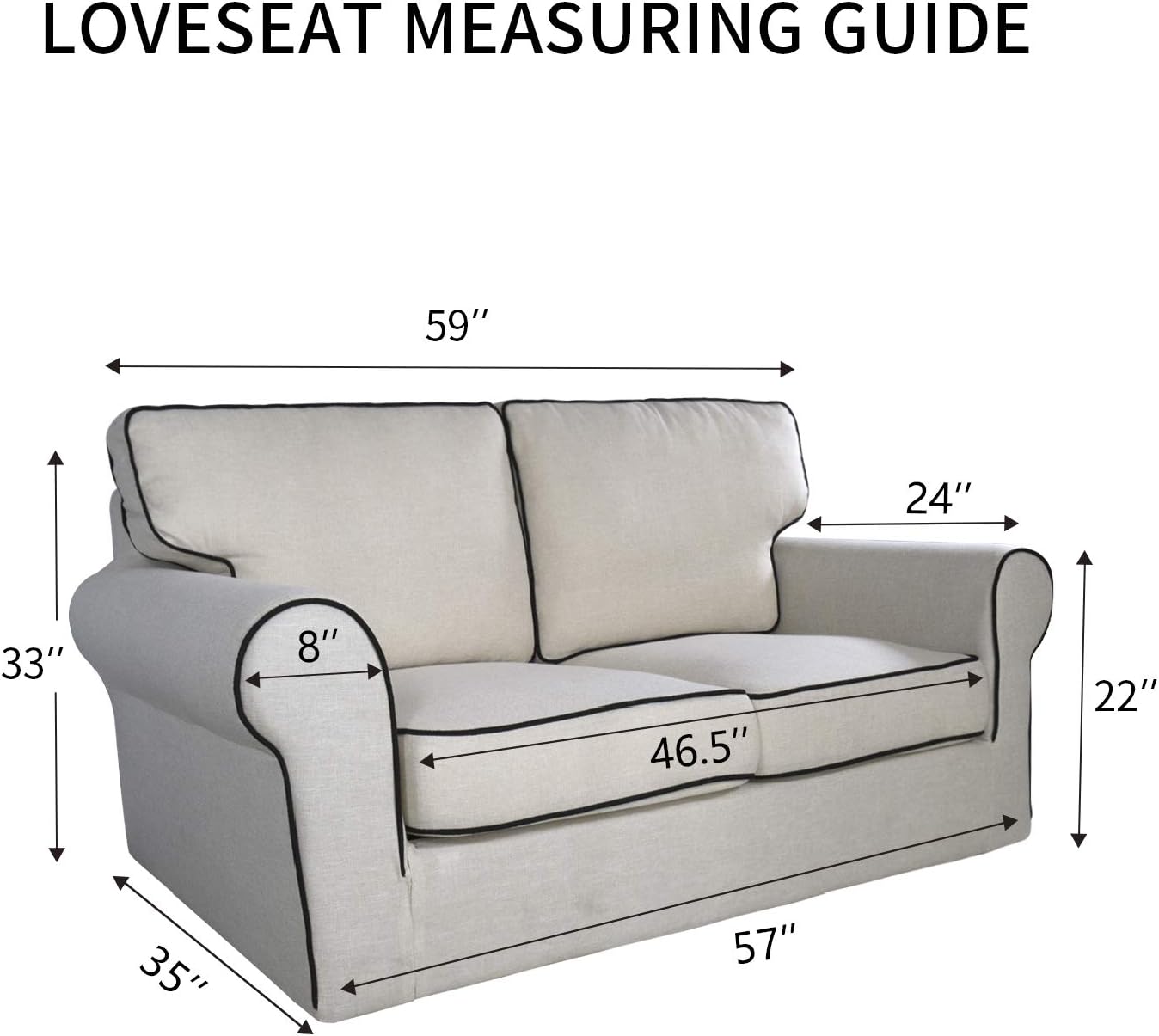 PureFit Reversible Quilted Sofa Cover, Water Resistant Slipcover Furniture Protector, Washable Couch Cover with Non Slip and Elastic Straps for Kids, Pets (Loveseat, Light Gray/Ivory)