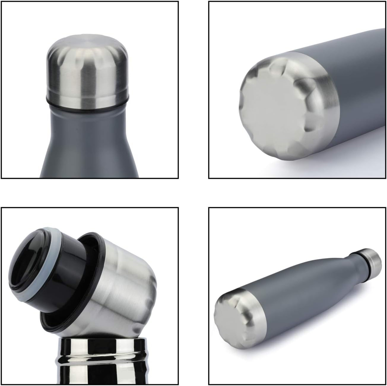 MEWAY 17oz Sport Water Bottle 8 Pack Vacuum Insulated Stainless Steel Leak-Proof Double Wall Cola Shape Water Bottle,Keep Drinks Hot & Cold (Cold Gray,8 Pack)