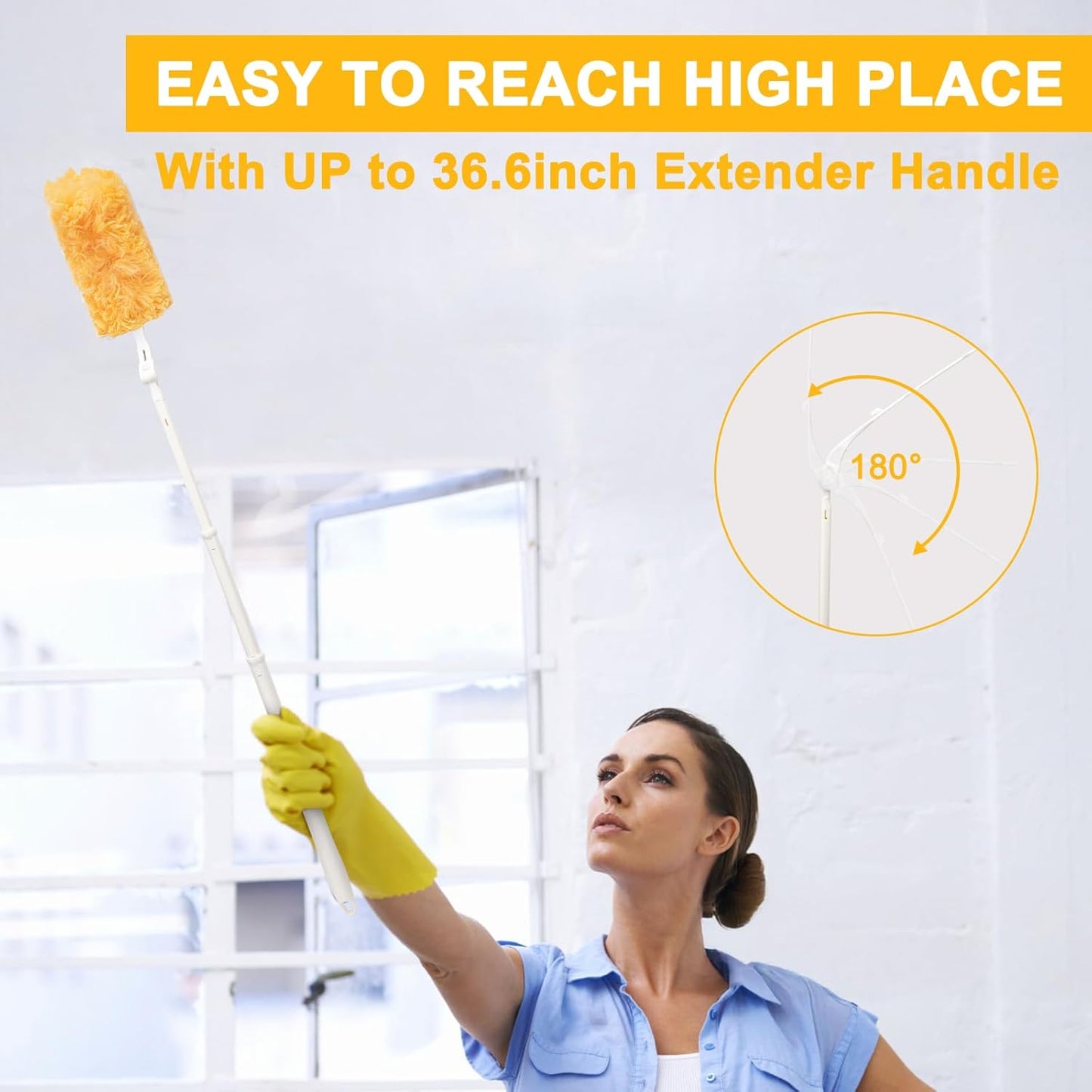 KeFanta 360° Heavy Duty Duster Refills Compatible with Swiffer Duster, Disposable Dusting Kit for Cleaning, 1 Extended Handle, 1 Short Handle, 30 Refills