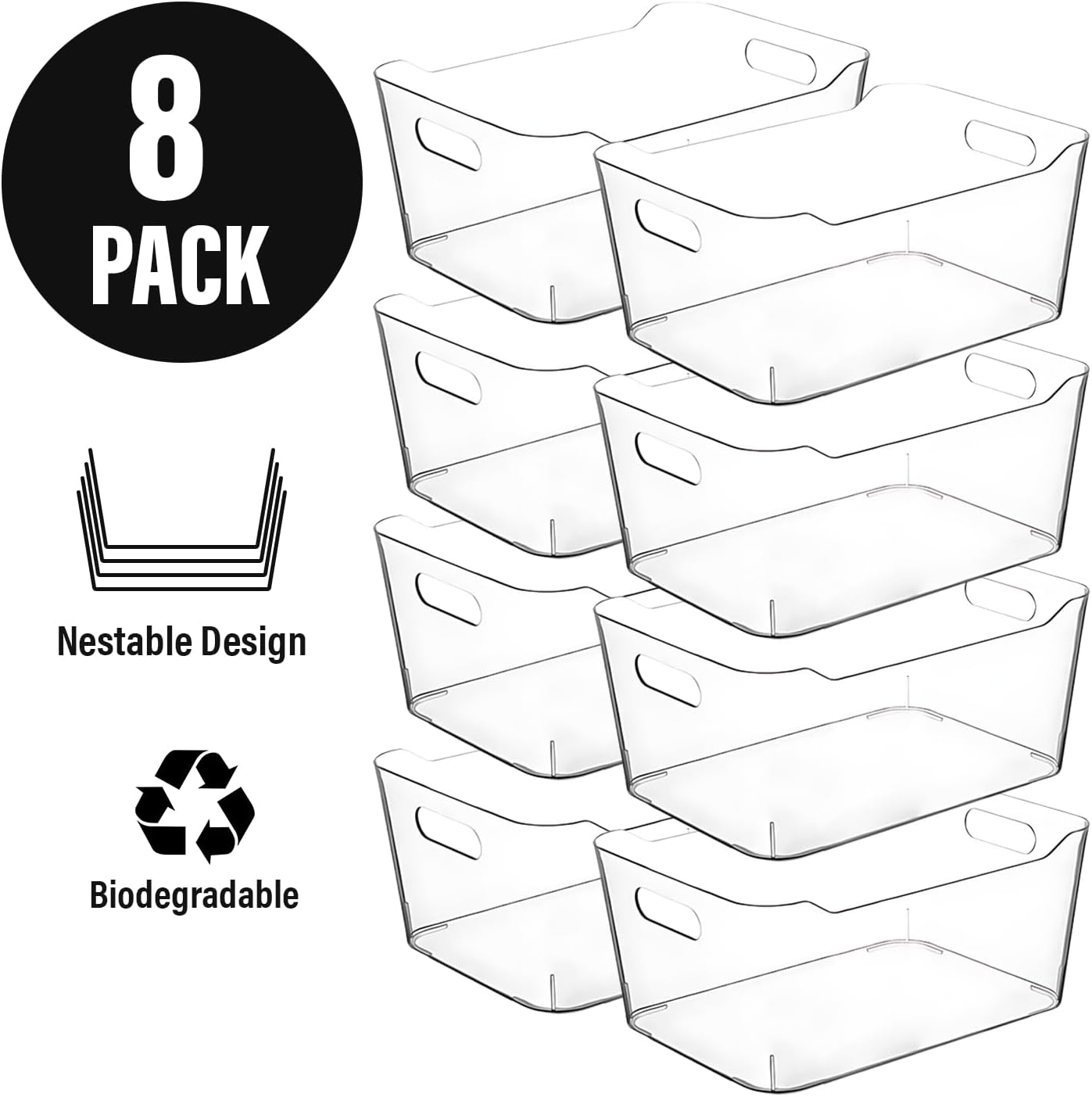 Clear Plastic Storage Bins with Labels, Pantry Organizers and Storage Containers Fridge Organizer Bins Kitchen Cabinet Organization for Organizing Medicine Cabinet Organizer Bin Bathroom Refrigerator