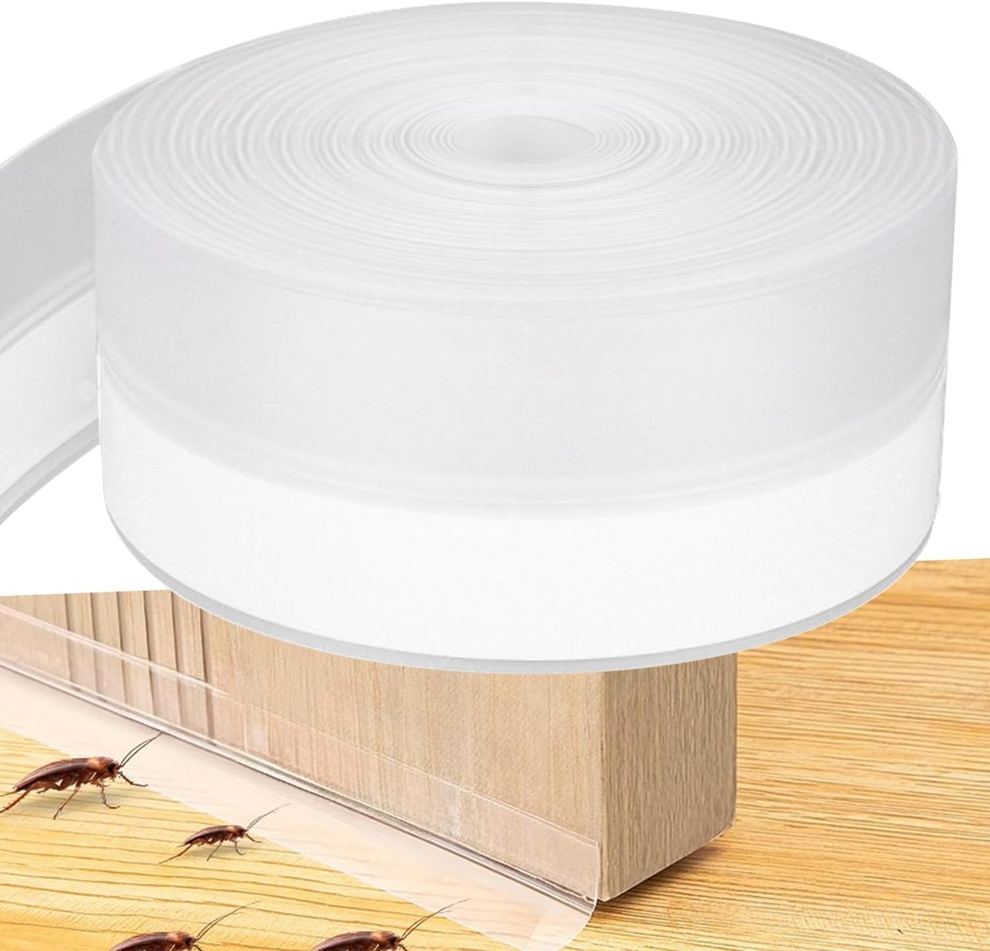 Silicone Seal Weather Stripping Tape 33 Feet Strip Bottom Draft Insulation Stopper Tape Weatherproof Soundproof for Door or Window Bathroom Shower Glass Gaps(45mm*10m)