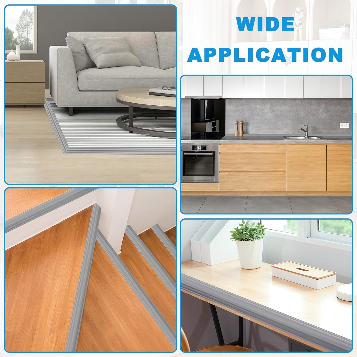 Wall Corner Protector Peel and Stick Corner Trim Molding Flexible Inside & Outside Wall Edge Guard Self Adhesive Moulding Trim for Edge Use, Gray, 1.6” W x 10’ L