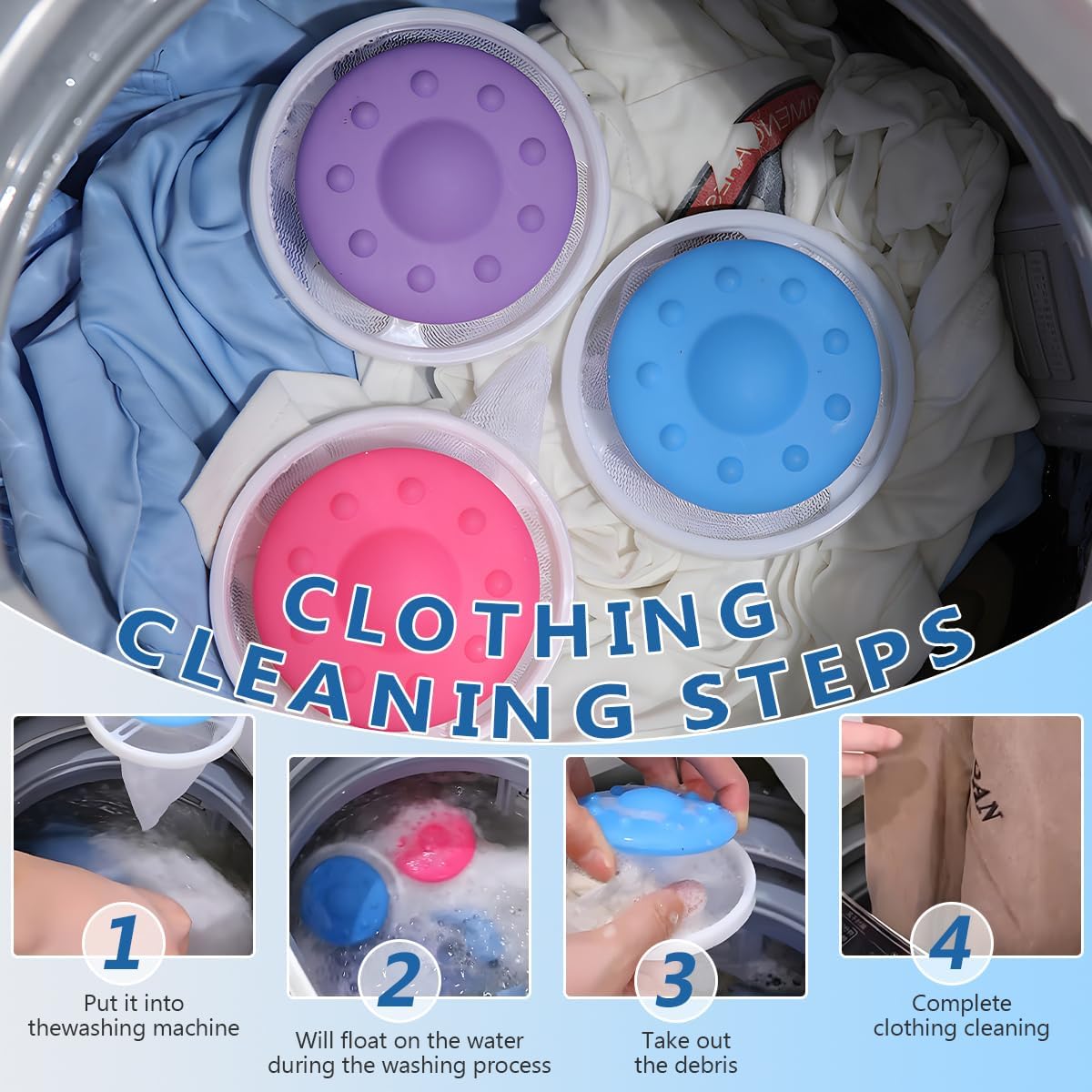 6pcs Pet Hair Remover for Laundry, Lint Catcher for Laundry, Washing Machine Floating Lint Mesh Bag, Reusable Household Hair Filter Washer Lint Trap Net Pouch, Dog Cat Pet Hair Catcher