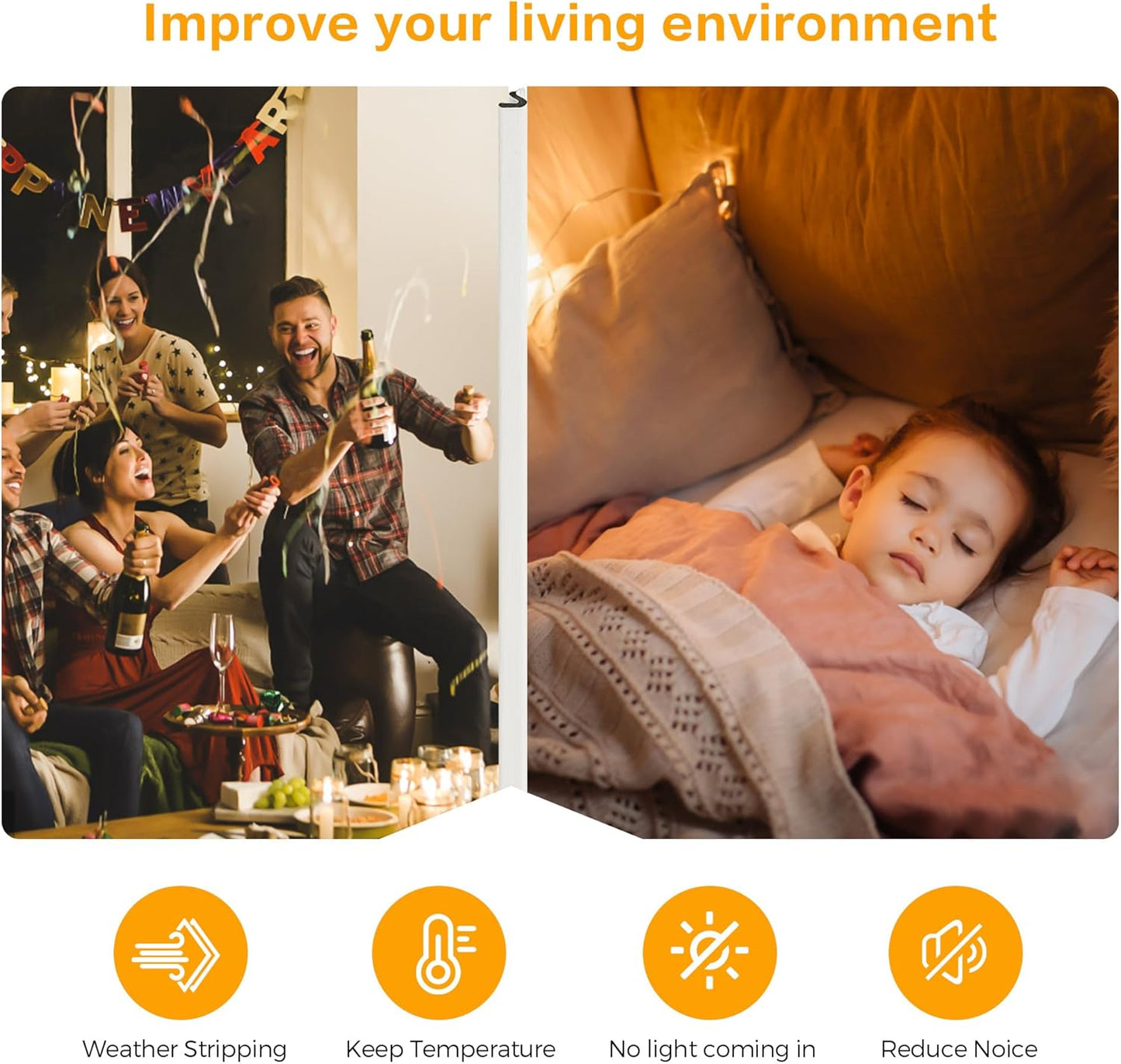 Ravinte Weather Stripping Door Seal Strip Soundproof "Q" Foam Weather Stripping for Door Frame, Exterior Door Weather Stripping for Large Gap, Easy to Install(White, 28FT)