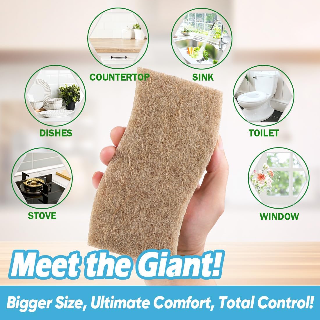 AIDEA XL Sponges Kitchen, 12Count, Non-Scratch Scrub Sponge, Large Natural Sponge for Non Stick Cookware, Cellulose Cleaning Sponge for Dishes, Kitchen, Bathroom, Household