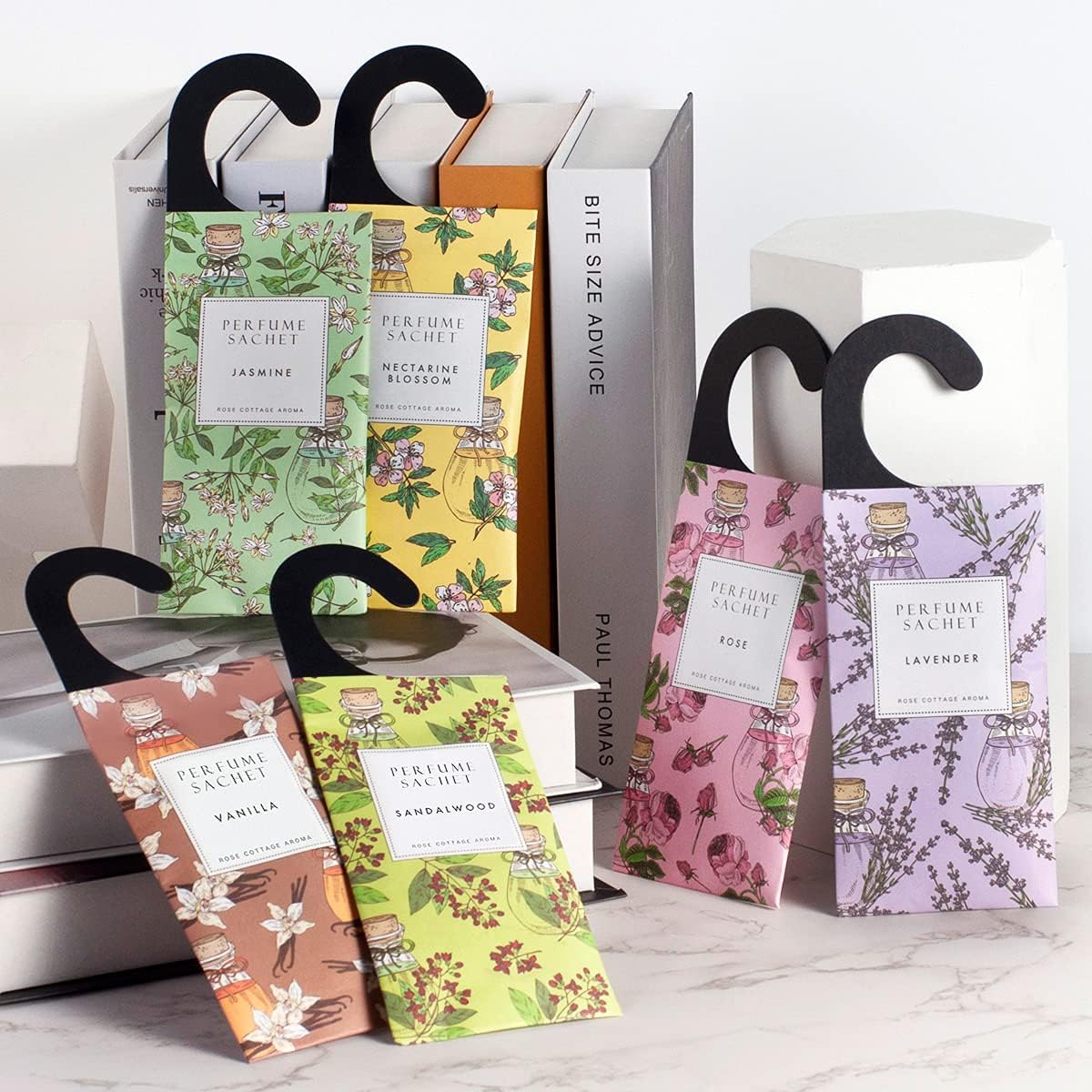 ROSE COTTAGE Large 12 Packs Jasmine Hanging Closet Deodorizer Air Freshener Long Lasting Scented Sachets Smell Goods for House