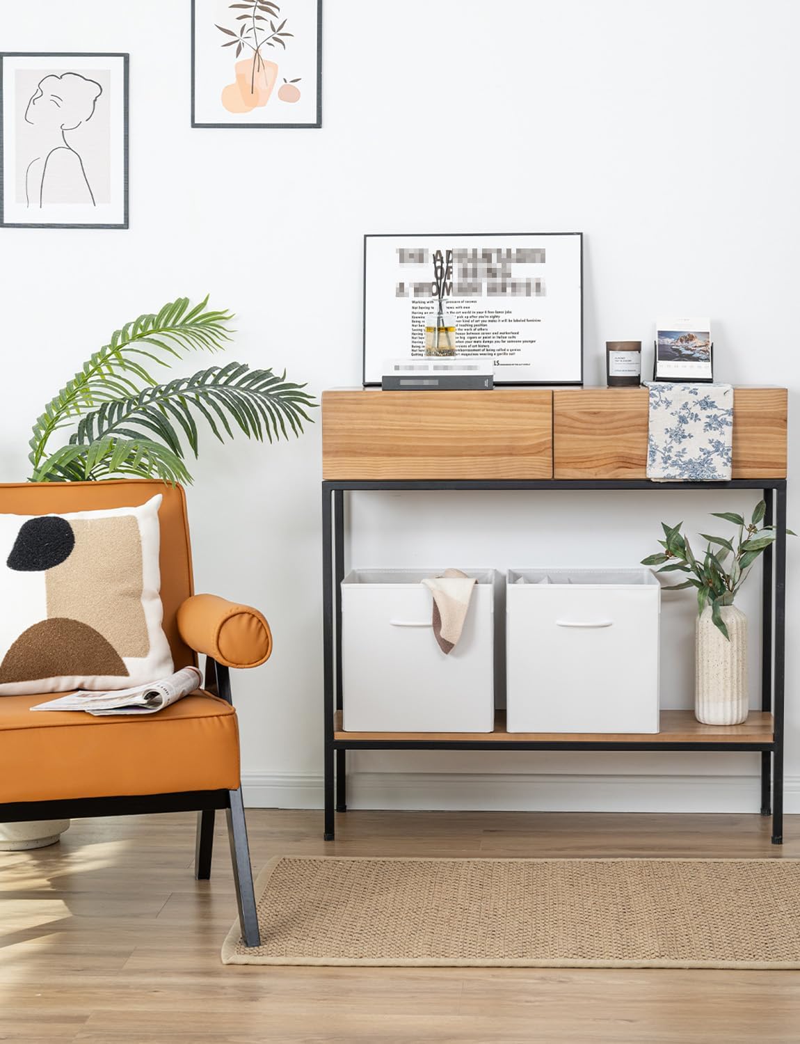 StorageWorks White Storage Cubes, 13-inch Leather Bins with Handle, Cube Organizer Baskets for Shelves and Closet, Collapsible Storage Bins, 4-Pack