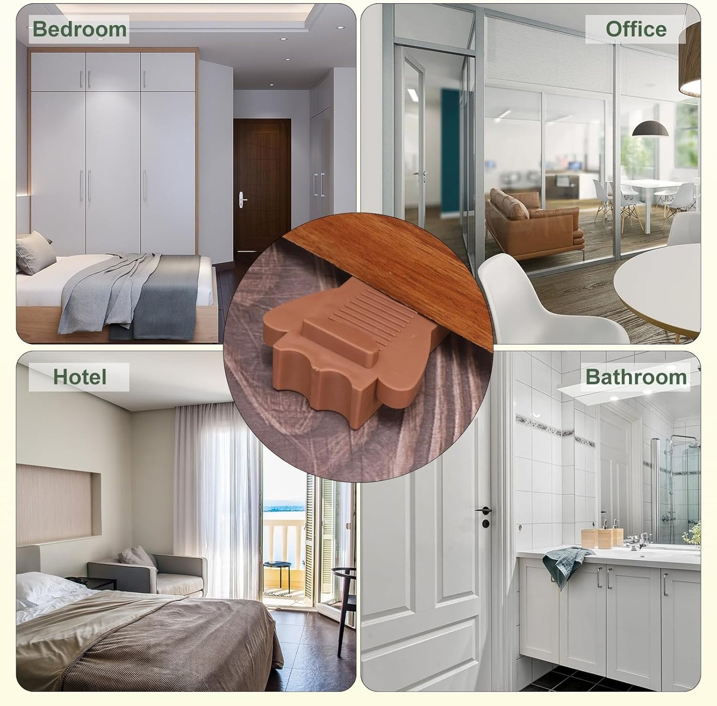 uxcell 4 Pcs Door Stoppers for Bottom of Door, Rubber Stackable Door Stopper Wedge Anti-Slip, 2.13 Inch, Black