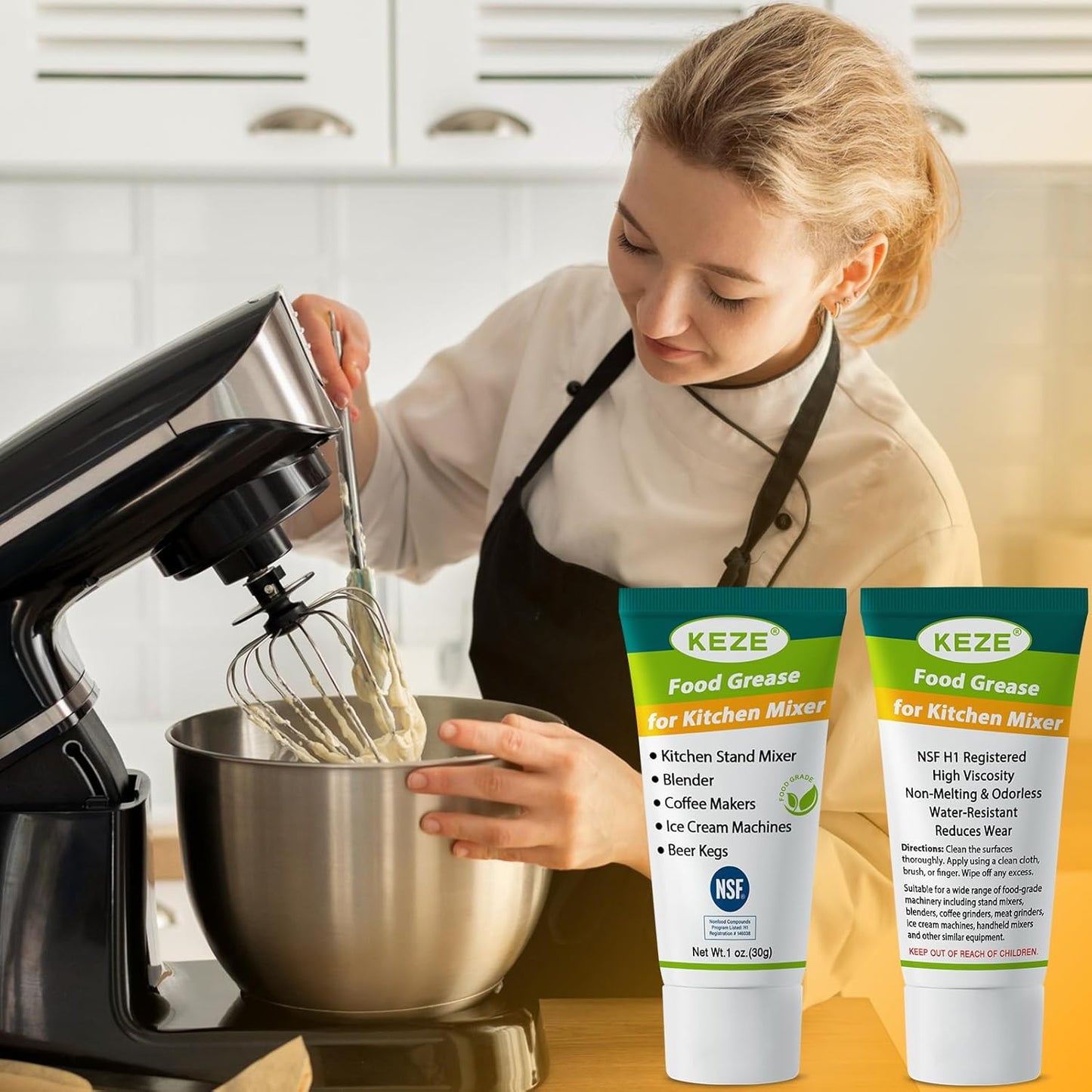 Keze Food Grade Lubricant Grease Espresso Machine Grease Sanitary Lubricant for Mixer, Meat Slicers, Ice Cream and Coffee Machine,Water Filters O Rings Lube Prevent Wear and Rust, 1 oz 4-Pack