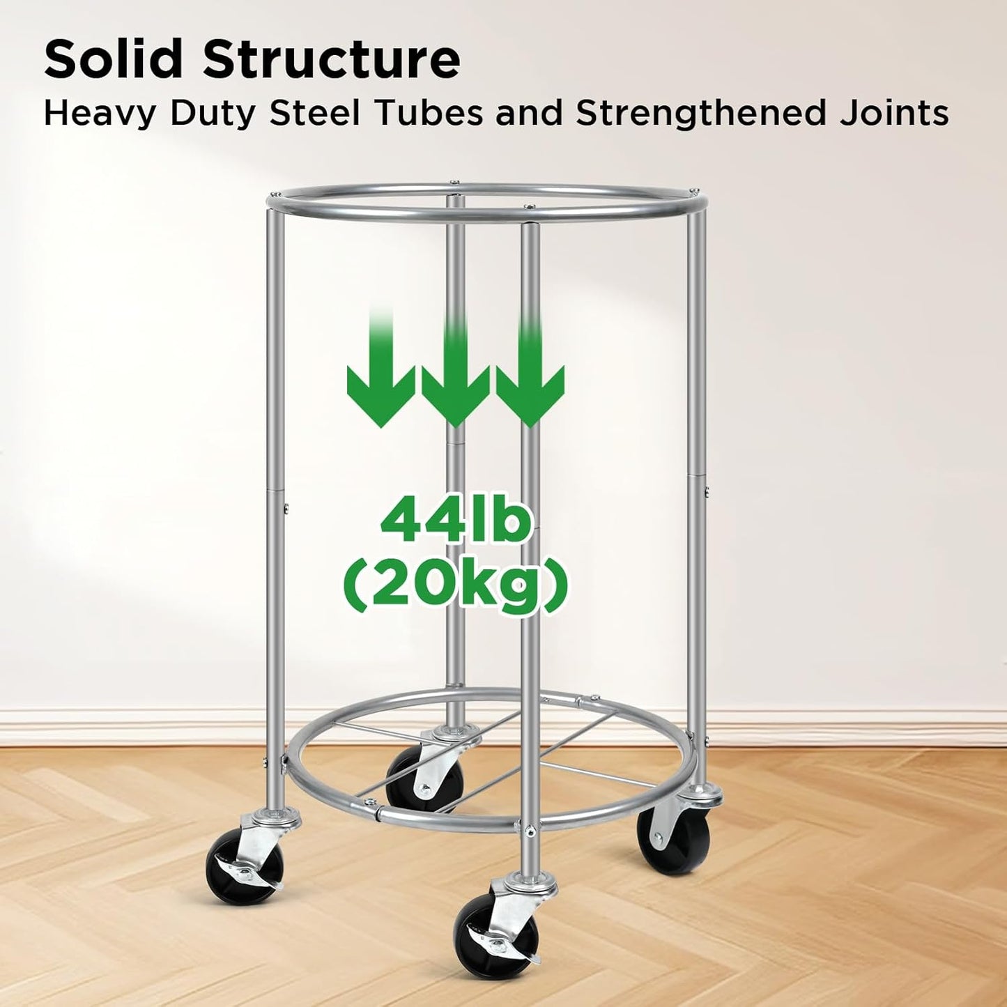 Laundry Hamper with Wheels, 100L Round Rolling Laundry Basket Sorter with Removable Bag, Clothes Cart Organizer with Steel Frame for Bedroom, Bathroom, Laundry Room, Beige