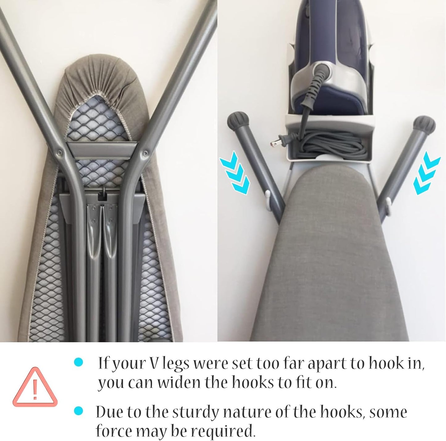 Ironing Board Hanger Wall Mount Electric Iron Holder Ironing Board Rack Household Bathroom Shelf - for Max 5 inch Width - Black