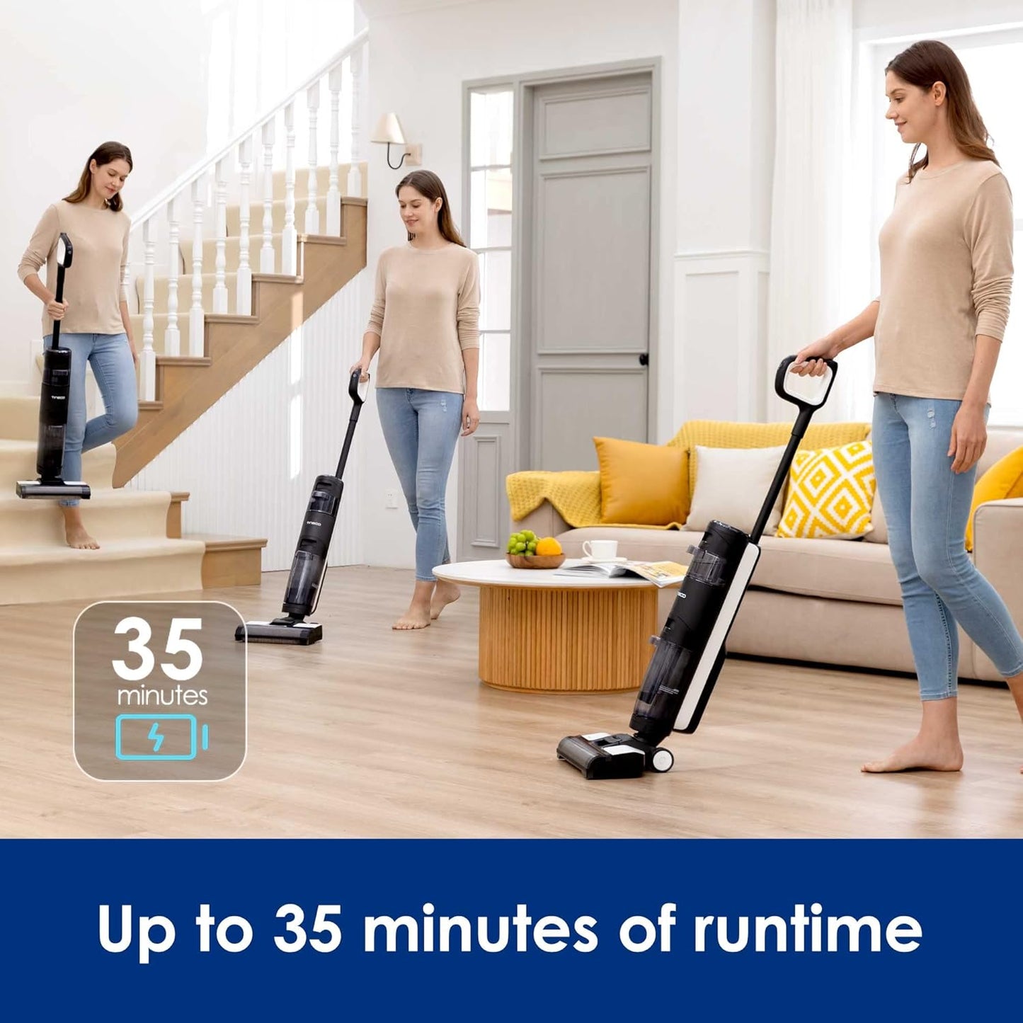 Tineco Floor ONE S3 Breeze Cordless Hardwood Floors Cleaner, Lightweight Wet Dry Vacuum Cleaners for Multi-Surface Cleaning with Smart Control System
