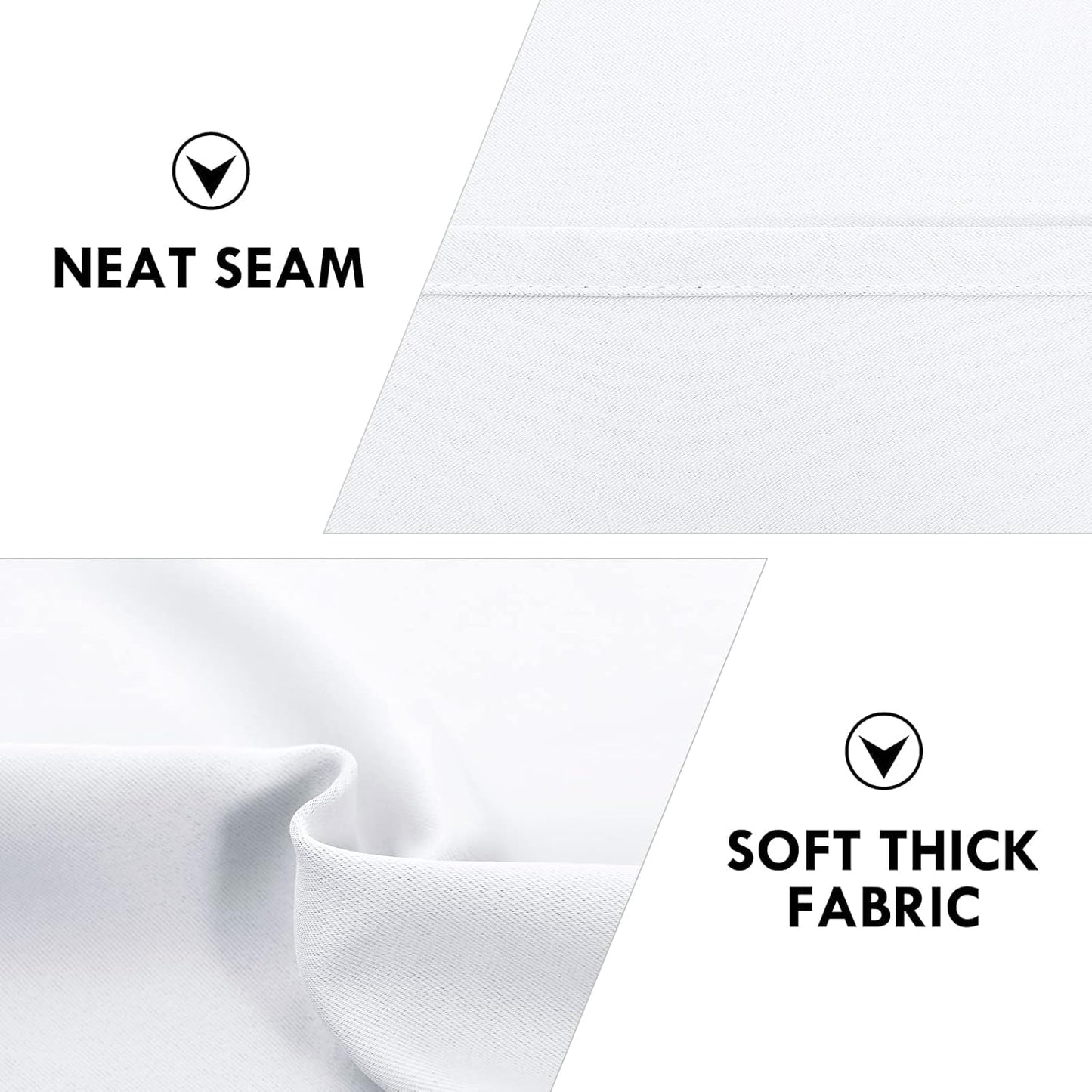 DWCN White Short Room Darkening Curtains for Kitchen/Bedroom, 42 x 36 inches Long - Energy Saving Window Drapes for Nursery with Rod Pocket, Set of 2 Panels