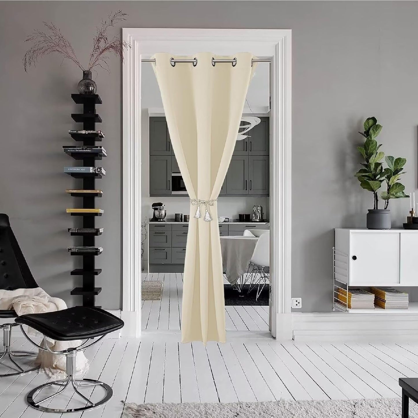 Joydeco Custom Size Doorway Curtains for Bedroom, Closet, and Temporary Door (Light Beige)