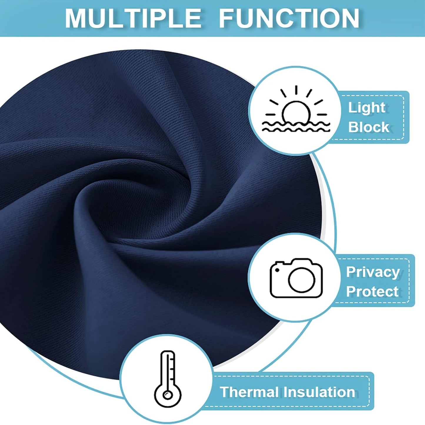 RYB HOME 45 inch Length Curtains for Kitchen, Room Darkening Narrow Window Drapes Thermal Insulated Privacy Covers for Basement RV Camper, W 34 x L 45 inch, Set of 2, Navy Blue