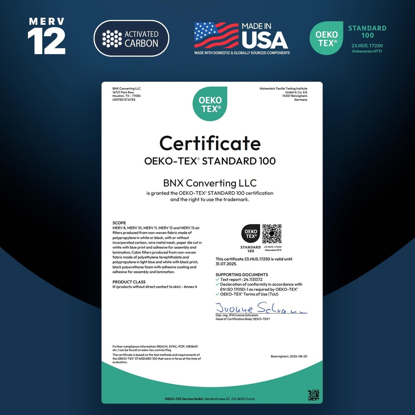 BNX TruFilter 16x25x1 MERV 12 Odor Defense (2-Pack) AC Furnace Air Filter with Activated Carbon - MADE IN USA - Pleated Air Conditioner HVAC AC Furnace Filters - Removes Odor, Mold, Bacteria, Smoke