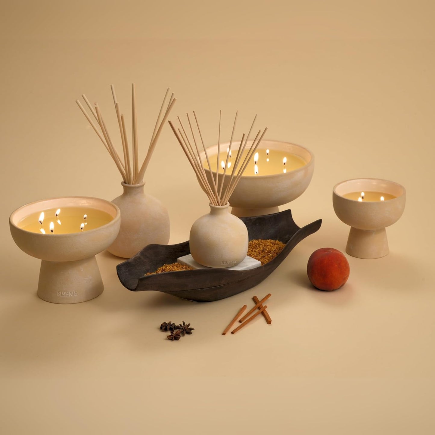 New BLUEME Wellness Candle Wax Refill, Contains Essential Oil, Sustainable, Hand Finished, Hand Poured, Premium, Luxury Ceramic, Natural Cotton Wick (45oz, Osmanthus & Sandalwood)