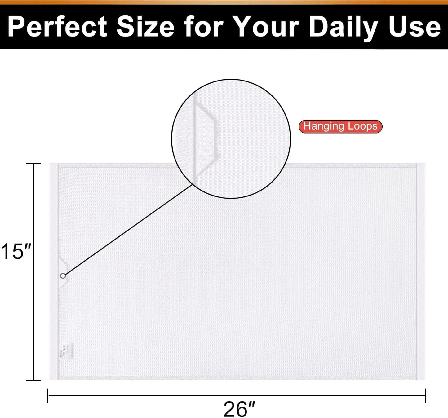 Homaxy 100% Cotton Waffle Weave Kitchen Towels - 6 Pack Soft and Absorbent Dish Towels - 16 x 26 Inches Quick Dry Hand Towels - White