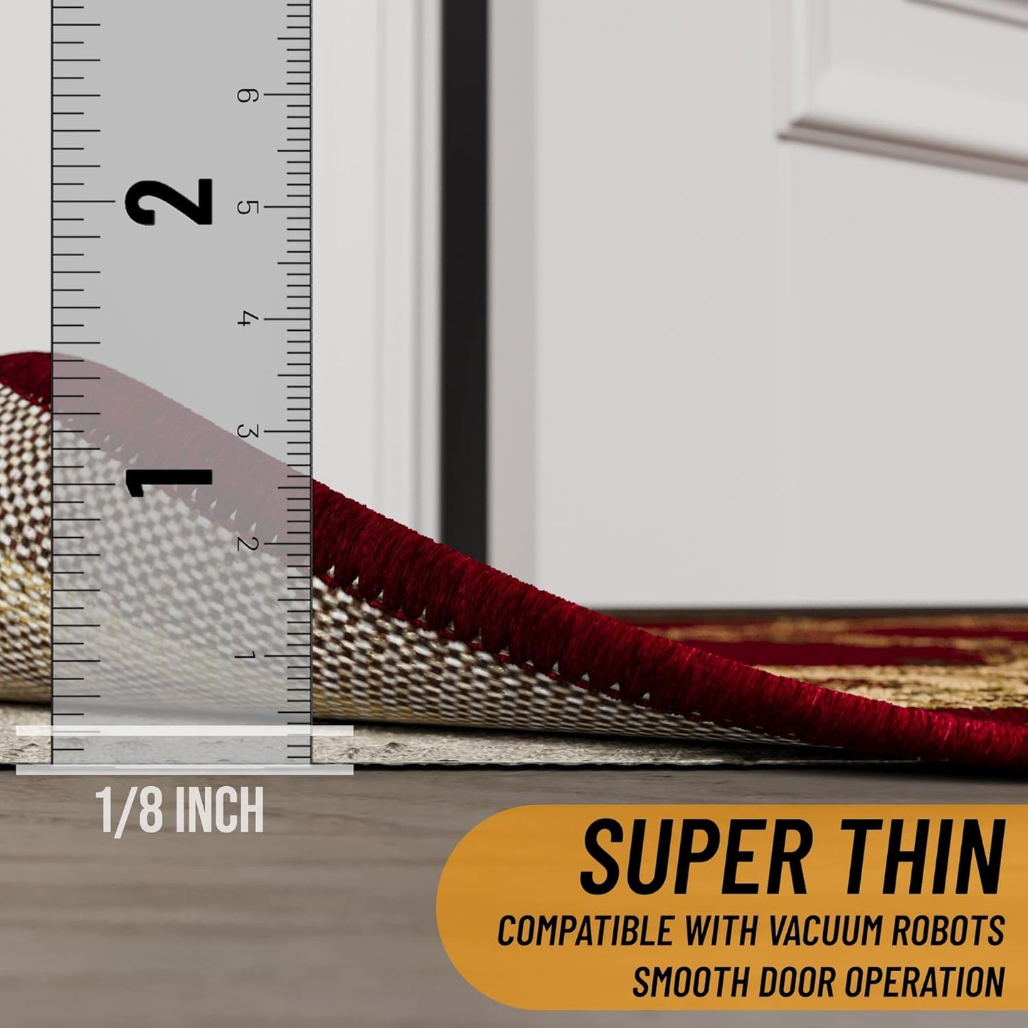 Ottomanson 6' x 7'8" Non-Slip Rug Pad Gripper 1/12 Inch Ultra Thin Dual Surface Felt + Rubber Gripper - Safe for All Floors, Cream