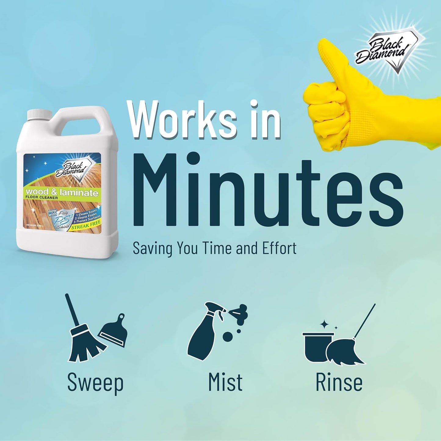 Black Diamond Stoneworks Wood & Laminate Floor Cleaner- Ready to Use Non-Toxic No-Rinse Formula - Safe for Vinyl, Wood, and Engineered Floors (128 Fl Oz)