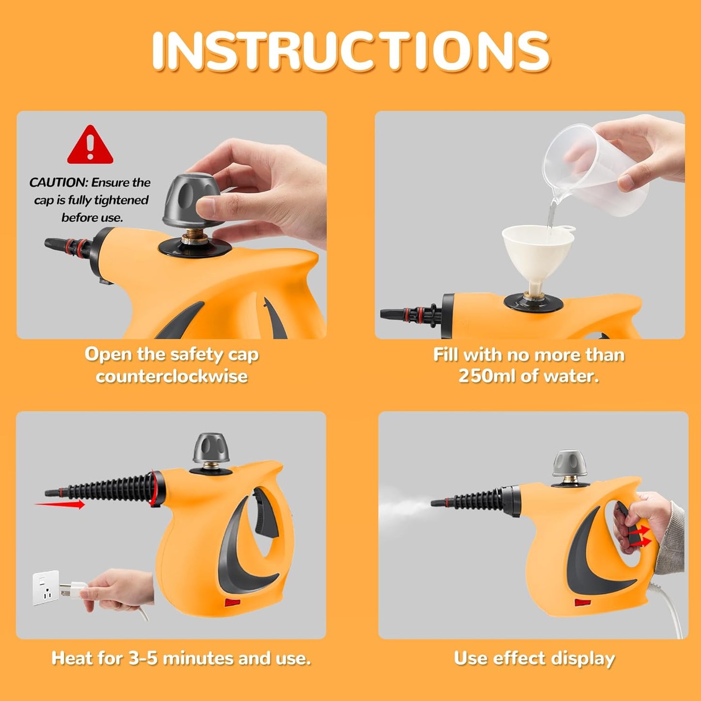 Spurgehom Handheld Steam Cleaner, Portable Steamer with Large Capacity,11-Piece Accessory Set for Cleaning