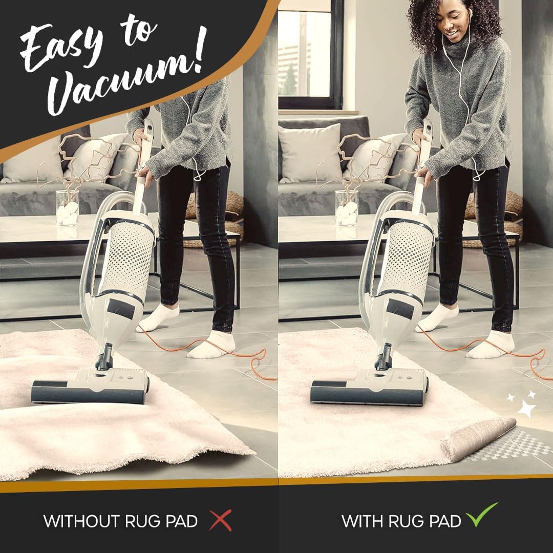 Nevlers Non Slip 3'x5' Rug Pads | White PVC Foam Rug Gripper for Hardwood Floors | Indoor/Outdoor Anti Skid Rug Gripper with Customizable Open Weave Pad Design