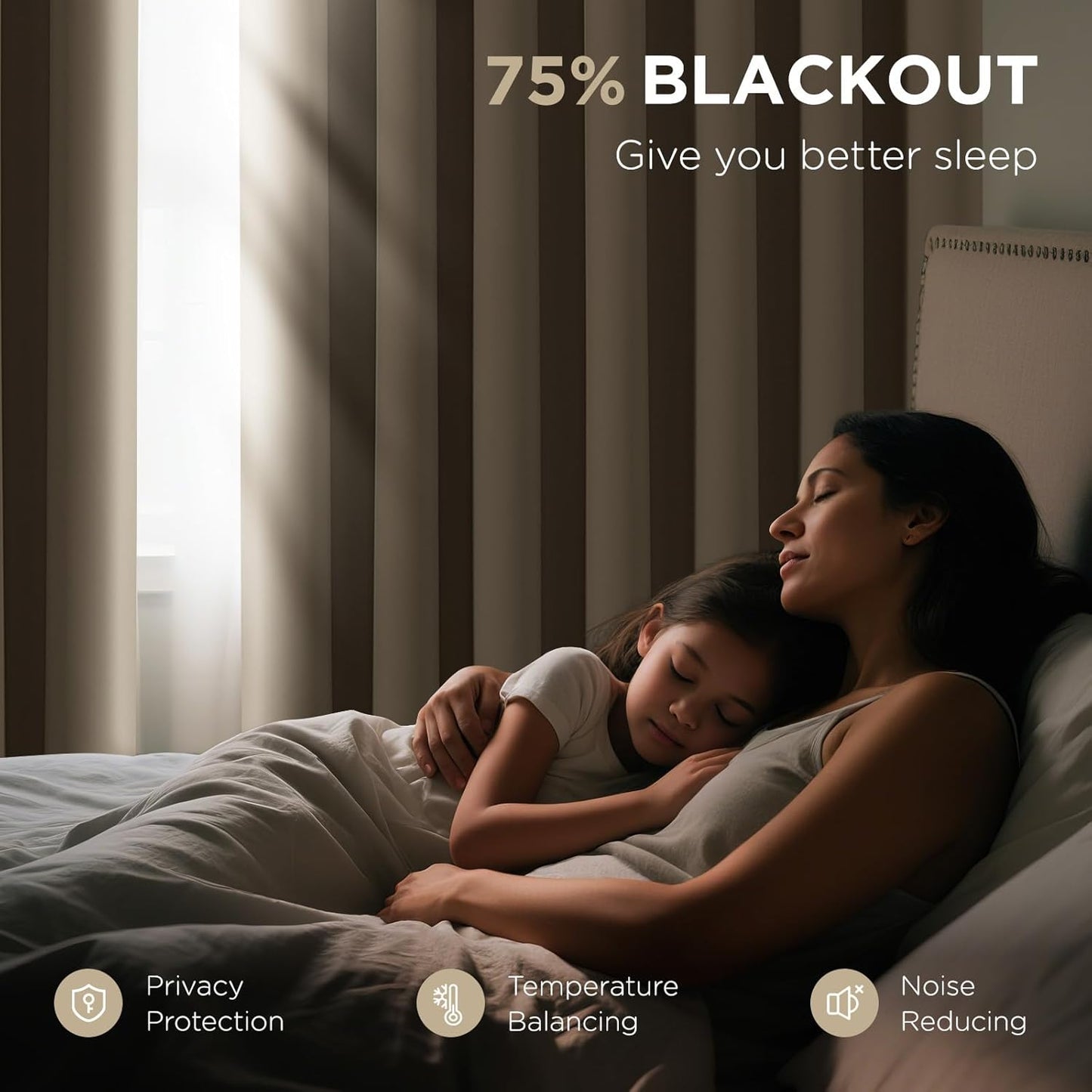 Joydeco Blackout Door Curtain for Doorway Privacy 108 Inches Long, Grommet Closet Curtain for Open Closet, Room Divider for Bedroom Living Room (Light Beige, 52Wx108L, 1 Panel)