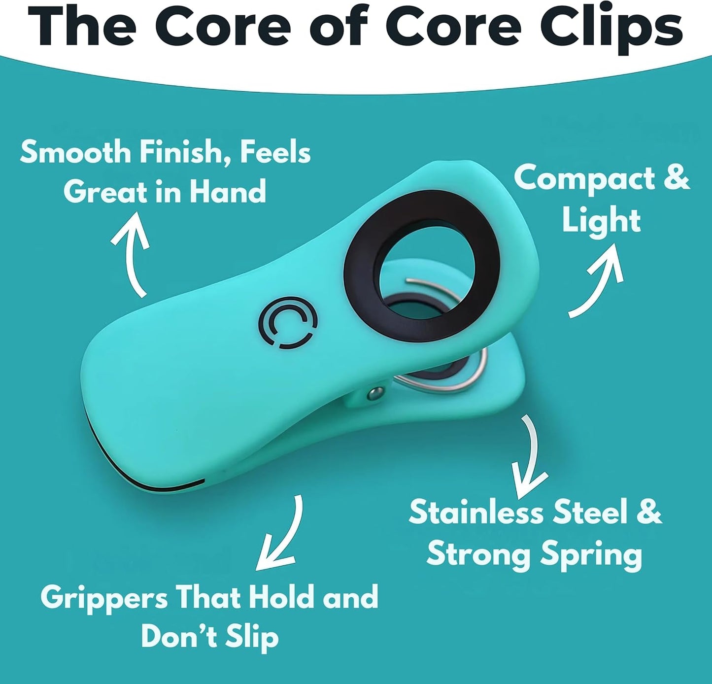 CoreClips Towel Clips for Beach Chairs - Set of 4 Pool Towel Holder Clips for Lounge Chairs on Cruise, Large 2.5” Opening Heavy Duty Clip for Towels on Boat Loungers with Travel Pouch - Turquoise