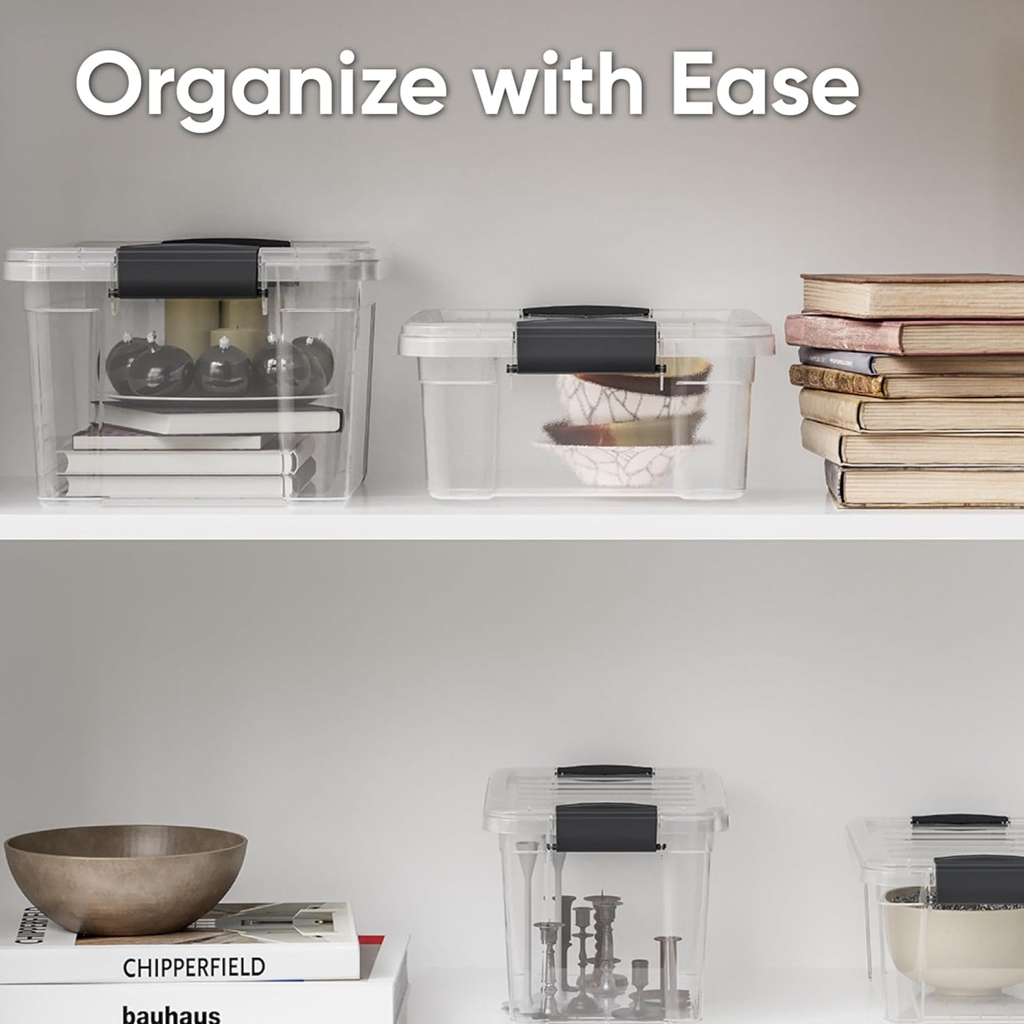 Superio Storage Bins with Lids, Clear Plastic Containers for Organizing, Stackable Totes, BPA Free, Odor Free, Organizer Boxes for Home, and Dorm (2 Pack, 13.7 Qt)