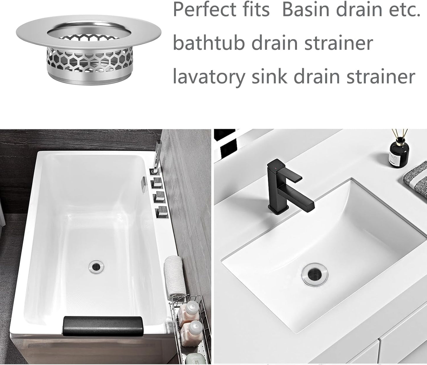 Bathroom Sink Strainer, Bathtub Lavatory Sink Drain Strainer Hair Catcher for Laundry, Mop Pool, Utility, Slop, RV Sink, Stainless Steel Drain Filter。Fit Hole Size from 1.25" ,3 Pack (1.1”)