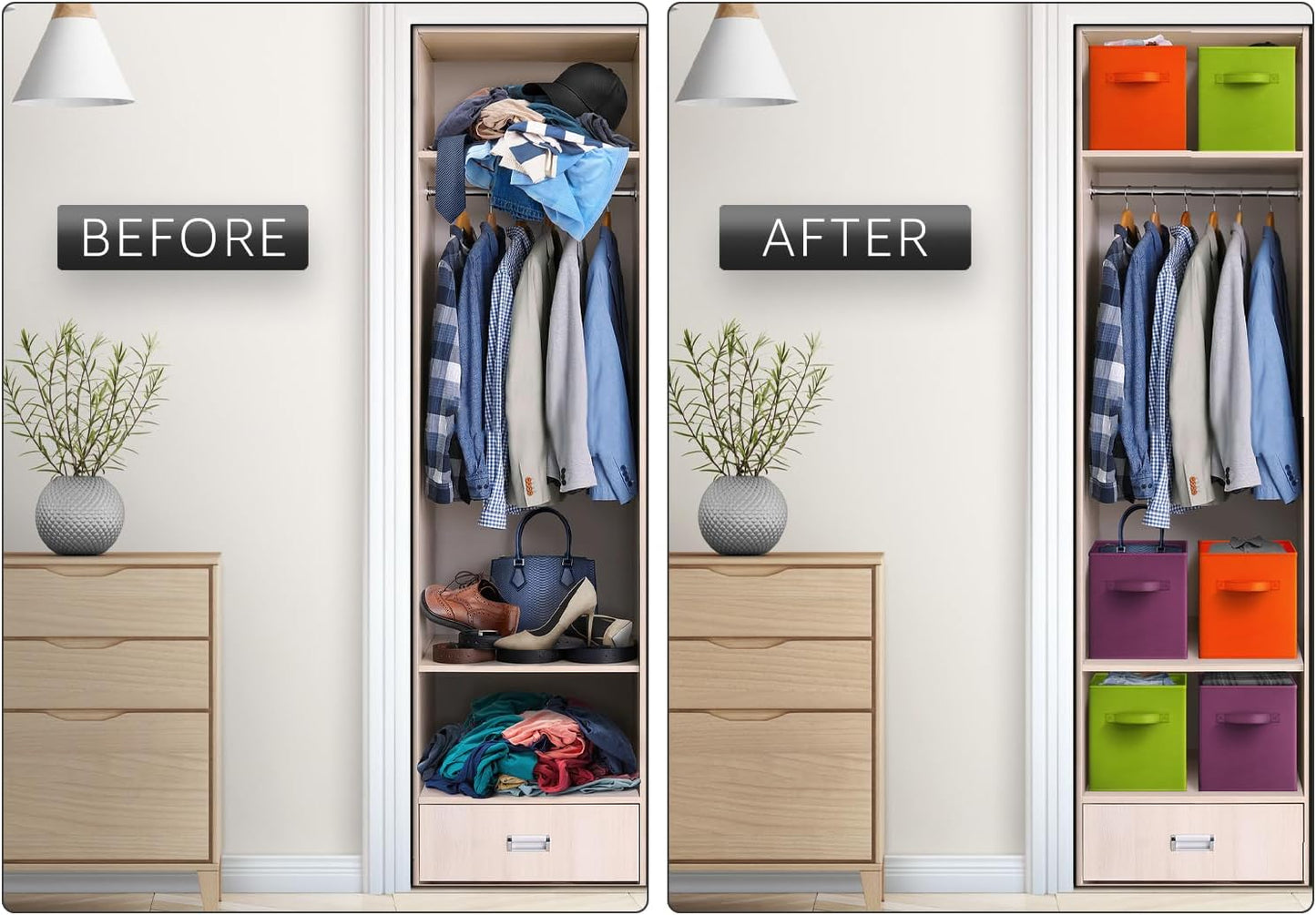 Sorbus Fabric Storage Cubes - 6 Foldable Storage Bins for Organizing Pantry, Cubbies, Toy Box - Clothes Storage & Closet Organizer - 13 Inch Collapsible Cube Baskets for Shelves with Handle